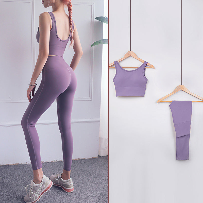 Beautiful Back Yoga Wear Nude Feeling Thin Running Fitness Suit