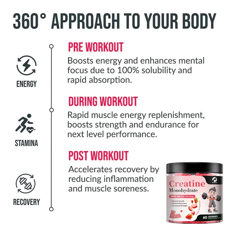 Creatine Gummies Creatine Monohydrate Increases Muscle Gummy Enhance Strength Energy Endurance Improve Endurance Immunity