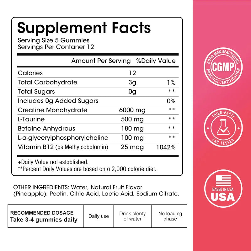 Creatine Gummies Creatine Monohydrate Increases Muscle Gummy Enhance Strength Energy Endurance Improve Endurance Immunity
