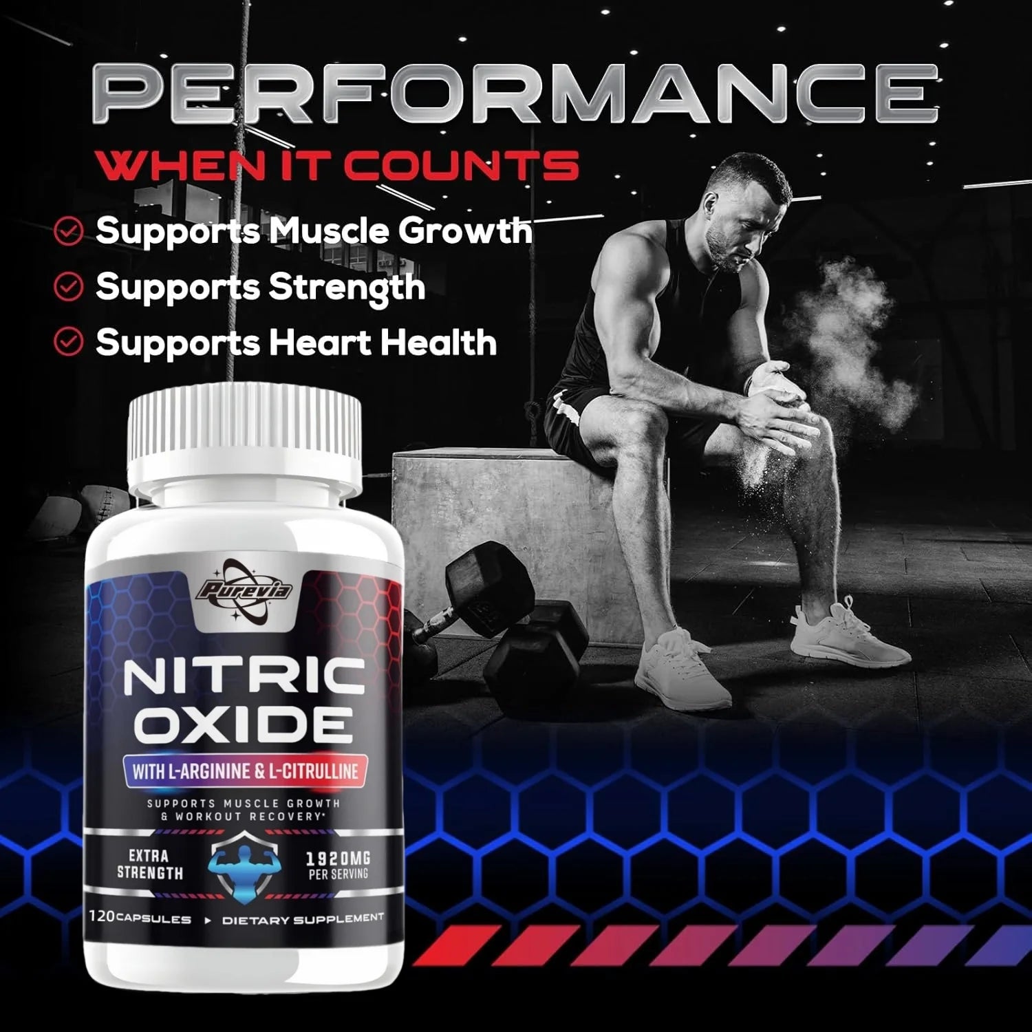 Nitric Oxide Booster Pre-Workout Boosts Muscle, Pump, Energy and Endurance,Performance & Muscle Mass,L-arginine Supplement