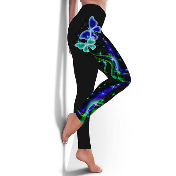 Butterfly Digital Print Sports Yoga Pants