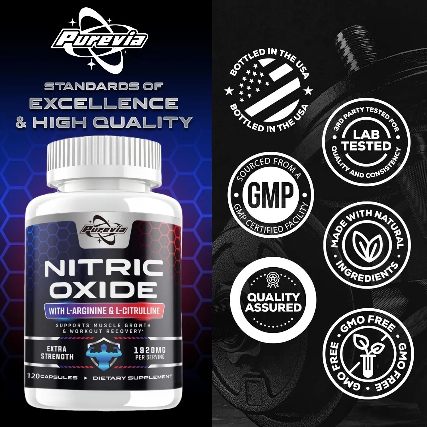 Nitric Oxide Booster Pre-Workout Boosts Muscle, Pump, Energy and Endurance,Performance & Muscle Mass,L-arginine Supplement