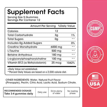 Creatine Gummies Creatine Monohydrate Increases Muscle Gummy Enhance Strength Energy Endurance Improve Endurance  Immunity